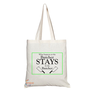 TB012 Butcher Stays At The Butcher Novelty Present Gift Printed Eco-Friendly Stylish Long Handled Tote Shoulder Bag