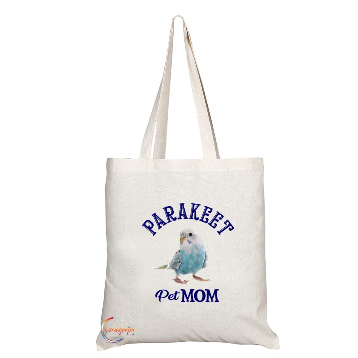 TB613 Pet MOM PARAKEET Novelty Present Gift Printed Eco-Friendly Stylish Long Handled Tote Shoulder Bag