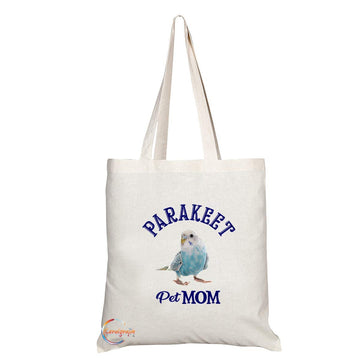 TB613 Pet MOM PARAKEET Novelty Present Gift Printed Eco-Friendly Stylish Long Handled Tote Shoulder Bag