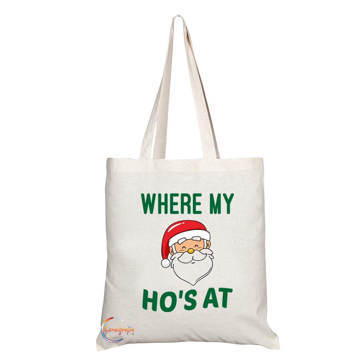 TB599 WHERE MY HO'S AT Novelty Present Gift Printed Eco-Friendly Stylish Long Handled Tote Shoulder Bag
