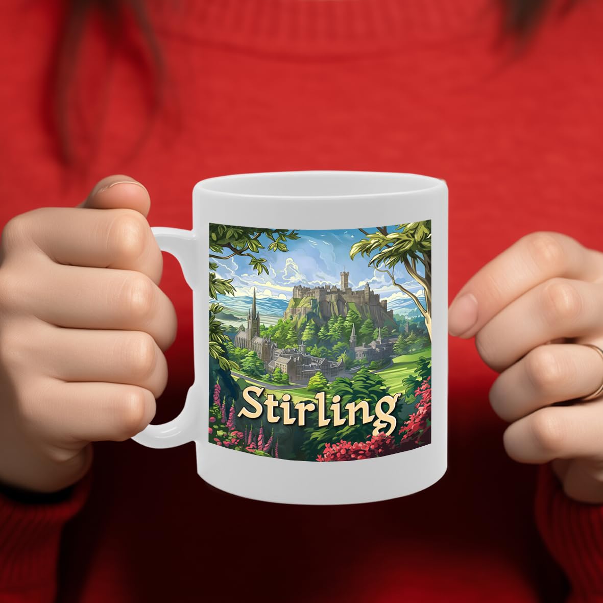 Printed Coffee Ceramic  Featuring Cities And Landmarks In United Kingdom (Stirling) - Funny Printed Coffee Mug - Great Gift Idea