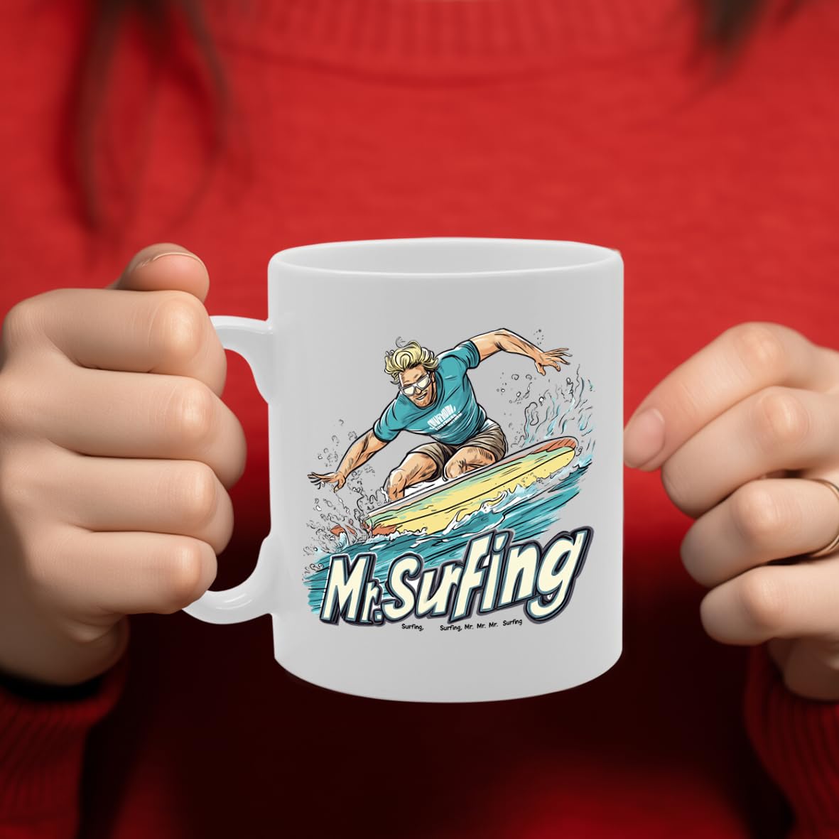 11Oz Ceramic  Featuring Popular Sports Designs From Around The World – Ideal For Sports Fans And Enthusiasts (Surfing Mg6574) - Funny Printed Coffee Mug - Great Gift Idea