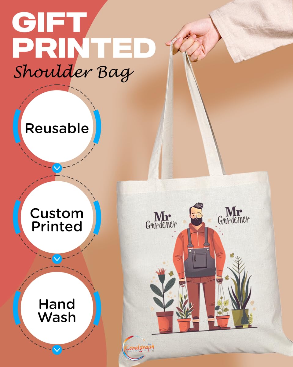 TB1708 Mr Gardener Tote Bag - Great for Gardeners, Plant Lovers, Horticulturists - Sustainable, Stylish, Long Handled, Durable and Reusable