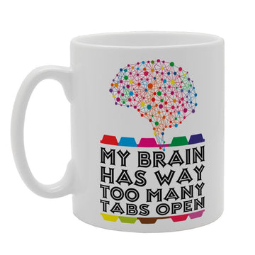 My Brain Has Way Too Many Tabs Open   Printed Tea Coffee Ceramic  Mg4021 - Funny Printed Coffee Mug - Great Gift Idea