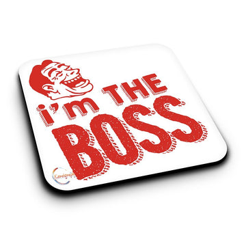 ER026 I'M THE BOSS Novelty Present Gift Printed MDF Wooden Coaster