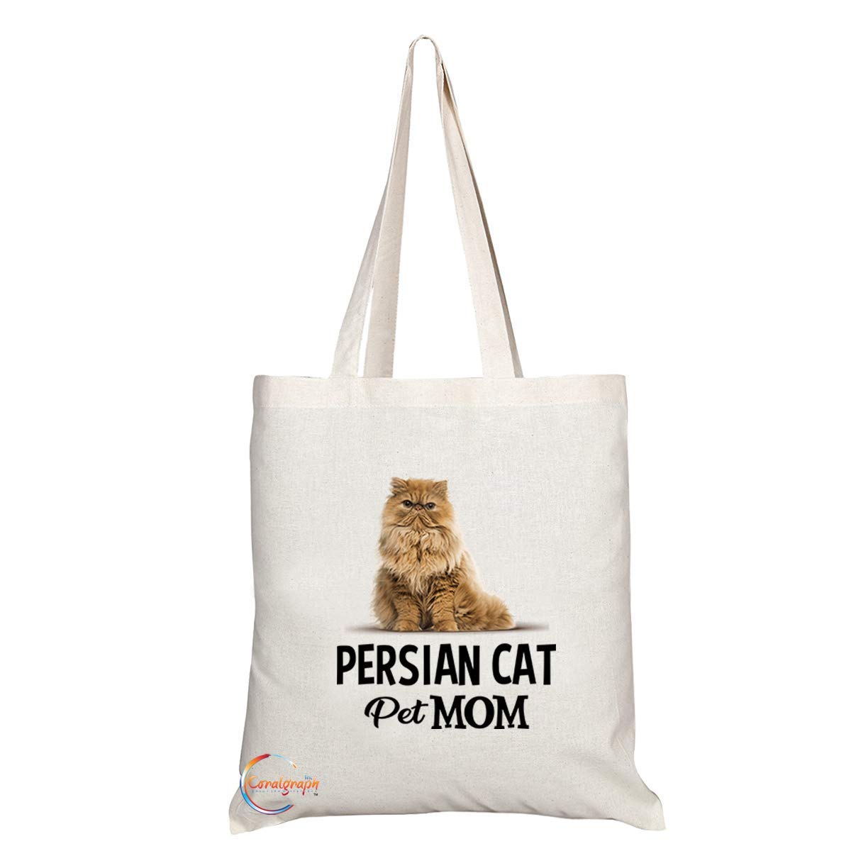 TB612 pet MOM PERSIAN CAT Novelty Present Gift Printed Eco-Friendly Stylish Long Handled Tote Shoulder Bag