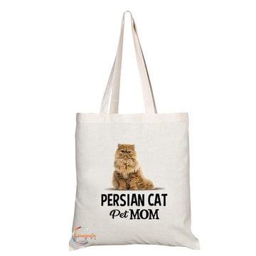 TB612 pet MOM PERSIAN CAT Novelty Present Gift Printed Eco-Friendly Stylish Long Handled Tote Shoulder Bag