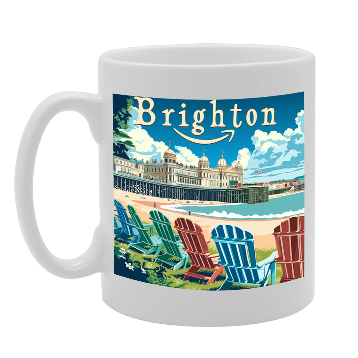 Printed Coffee Ceramic  Featuring Cities And Landmarks In United Kingdom (Brighton) - Funny Printed Coffee Mug - Great Gift Idea