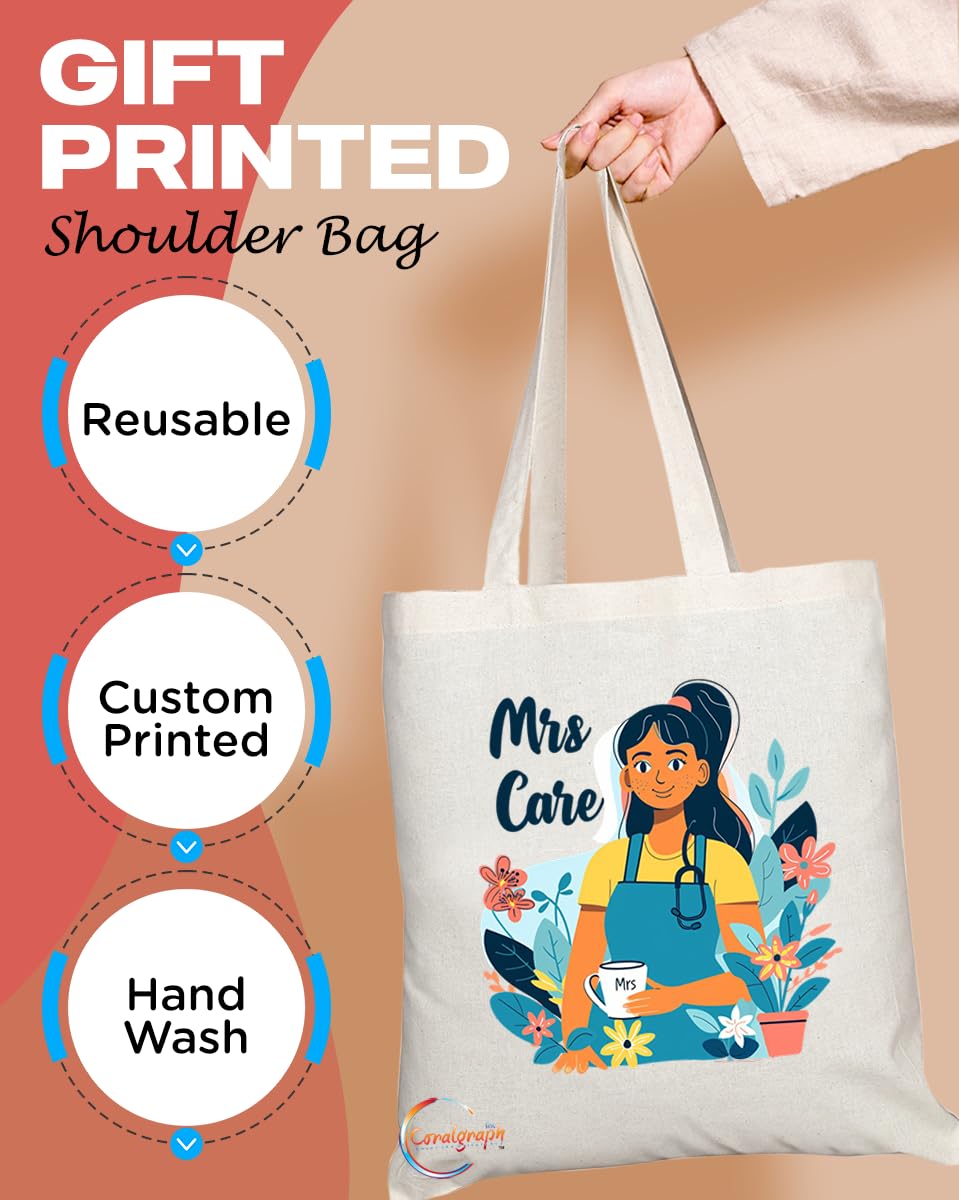 TB1768 Mrs Care Tote Bag - Great for Care Assistants, Healthcare Workers, Nursing Staff - Sustainable, Stylish, Long Handled, Durable and Reusable