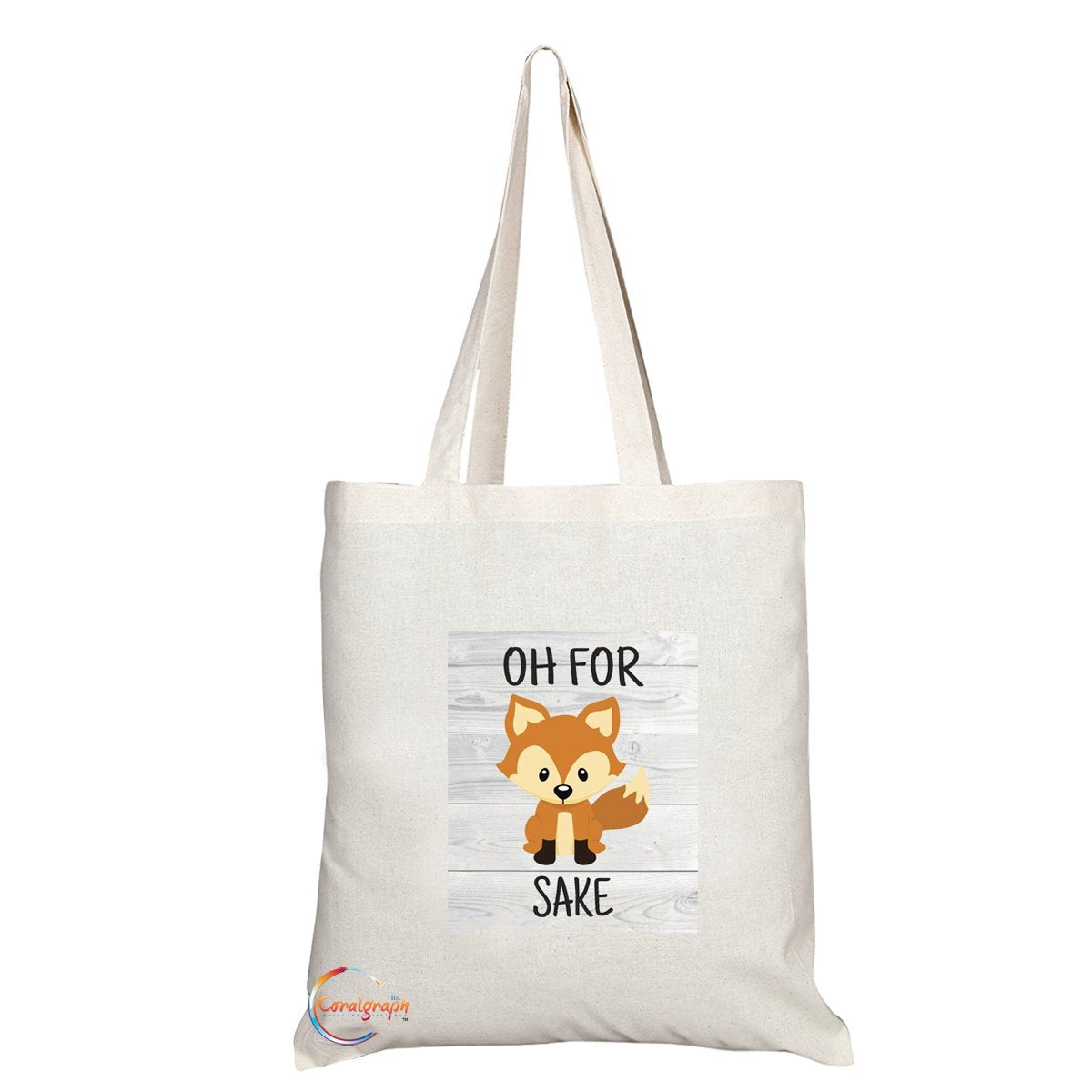 TB085 OH FOR THE FOX SAKE Novelty Present Gift Printed Eco-Friendly Stylish Long Handled Tote Shoulder Bag