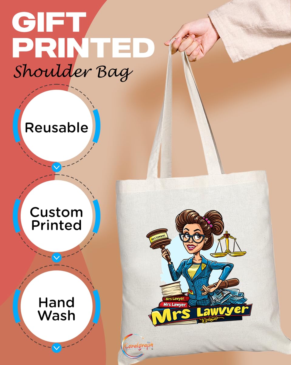 TB1852 Mrs Lawyer Tote Bag - Gift for Female Lawyers, Legal Professionals, Law Students - Durable, Stylish, Eco-Friendly, Reusable, Spacious, and Lightweight