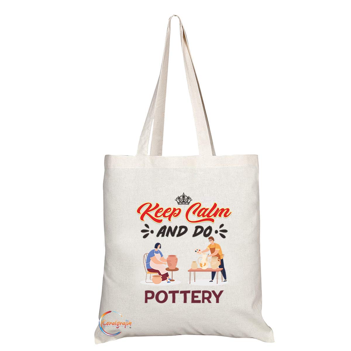 TB1062 Keep Calm and Do Pottery Novelty Present Gift Printed Eco-Friendly Stylish Long Handled Tote Shoulder Bag