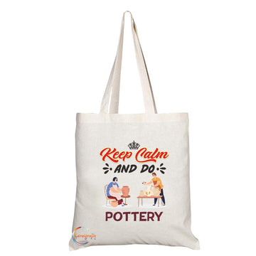 TB1062 Keep Calm and Do Pottery Novelty Present Gift Printed Eco-Friendly Stylish Long Handled Tote Shoulder Bag