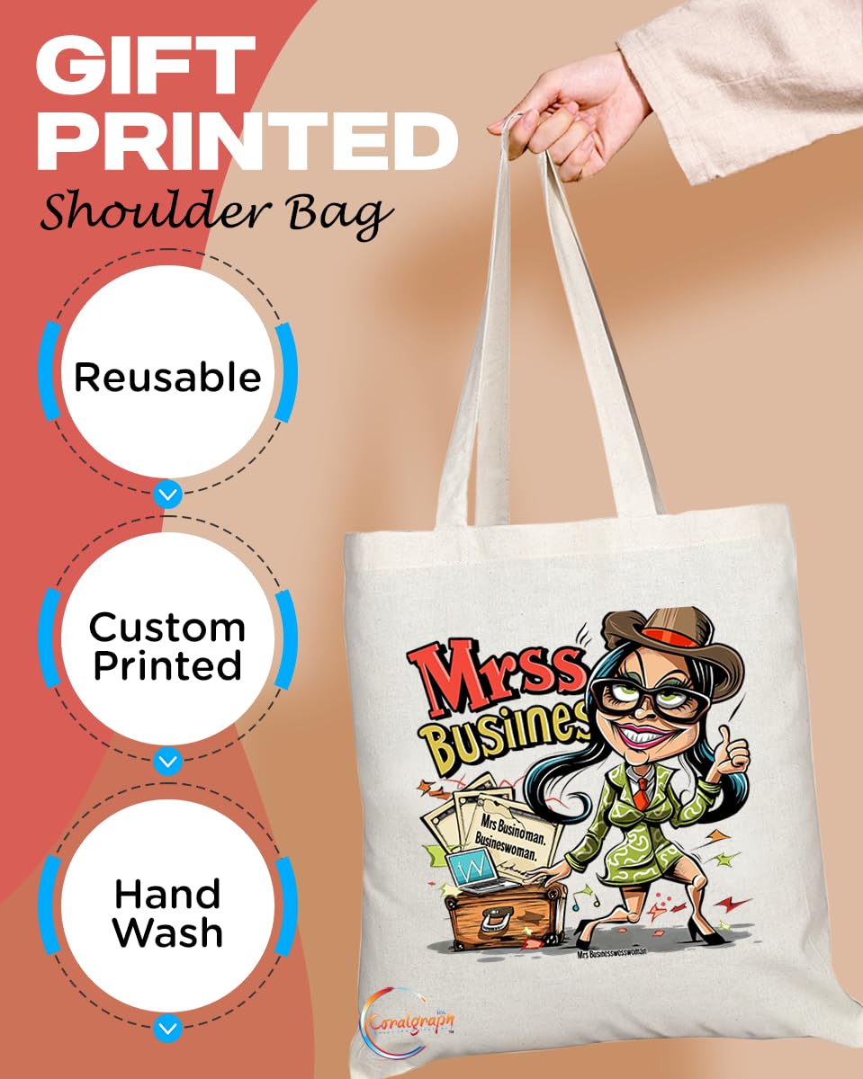 TB1865 Mrs Businesswoman Tote Bag - Great Gift for Female Business Professionals, Entrepreneurs, Executives - Durable, Stylish, Eco-Friendly, Reusable, Spacious, and Lightweight