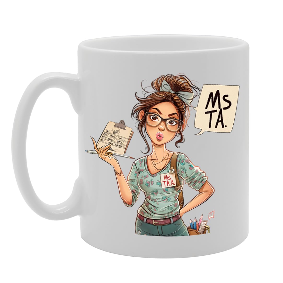 Ms Ta  - Designed For Female Teaching Assistants, Educators, School Support Staff, Durable Ceramic, Dishwasher Safe Mg6017 - Funny Printed Coffee Mug - Great Gift Idea