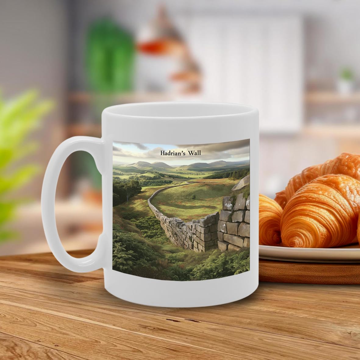 Printed Coffee Ceramic  Featuring Cities And Landmarks In United Kingdom (Hadrian'S Wall) - Funny Printed Coffee Mug - Great Gift Idea