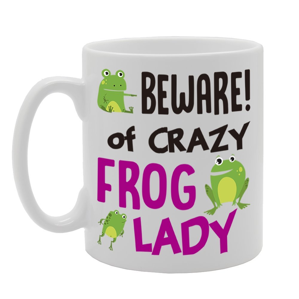 Beware Crazy Frog Lady   Printed Tea Coffee Cermic  Mg4269 - Funny Printed Coffee Mug - Great Gift Idea