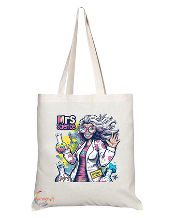 TB1820 Mrs Science Tote Bag - Gift for Female Scientists, Science Teachers, Research Enthusiasts - Durable, Stylish, Eco-Friendly, Reusable, Spacious, and Lightweight