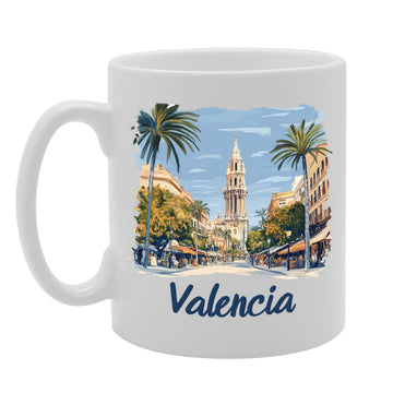 11Oz Dishwasher-Safe Ceramic  Featuring Popular Cities & Capitals From Europe And Around The World (Valencia) - Funny Printed Coffee Mug - Great Gift Idea