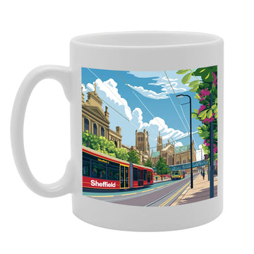 Printed Coffee Ceramic  Featuring Cities And Landmarks In United Kingdom (Sheffield) - Funny Printed Coffee Mug - Great Gift Idea
