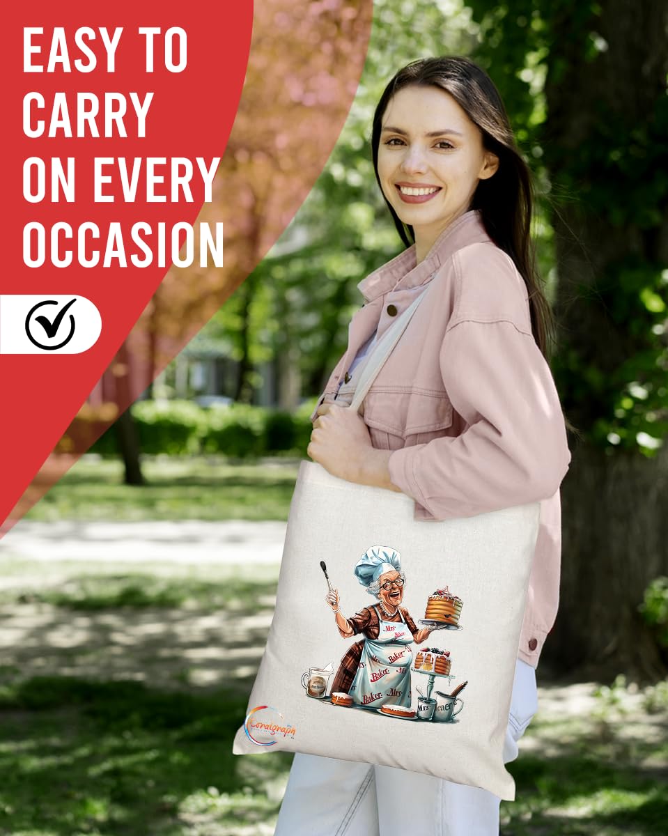 TB1838 Mrs Baker Tote Bag - Great Gift for Bakers, Pastry Chefs, Baking Enthusiasts - Durable, Stylish, Eco-Friendly, Reusable, Spacious, and Lightweight