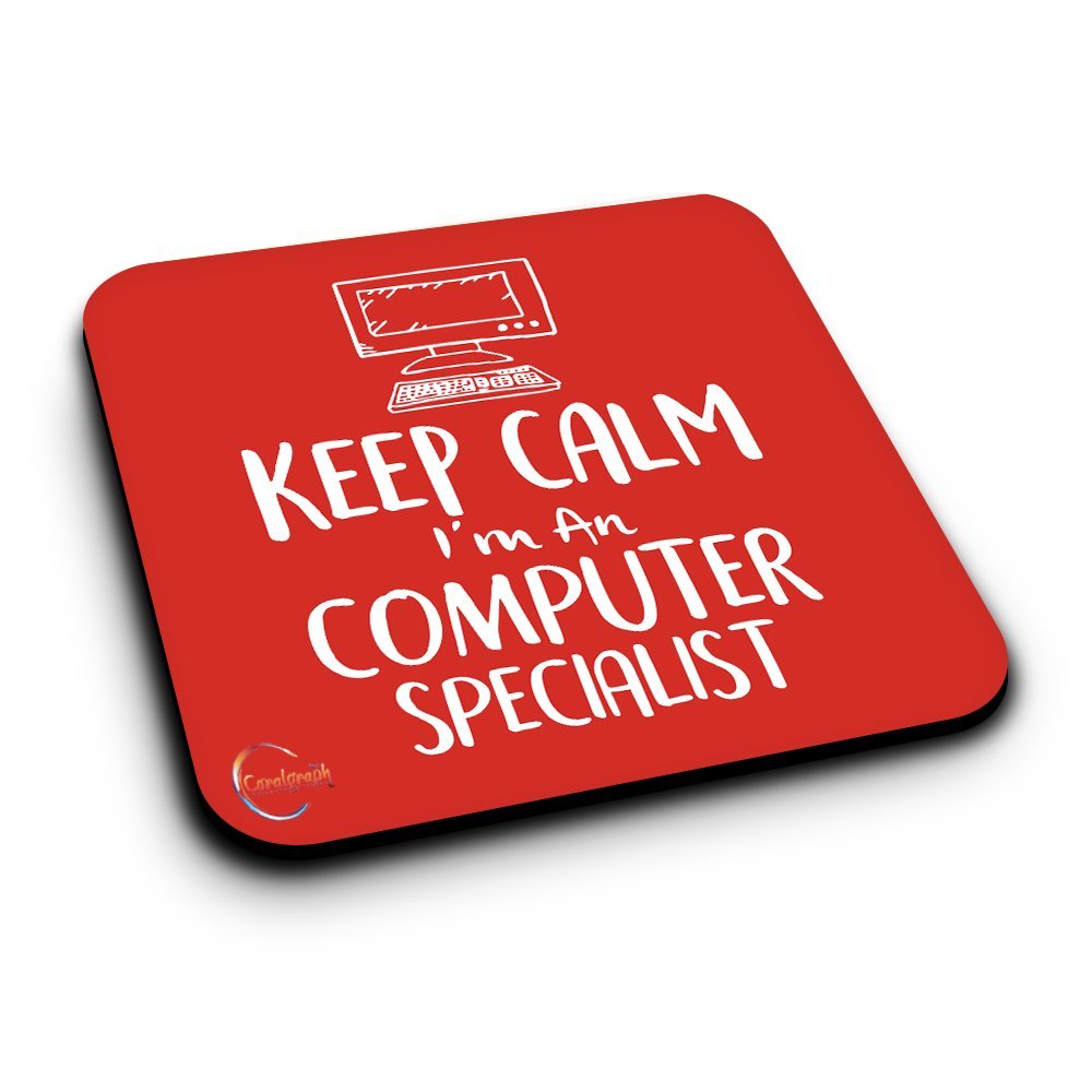 ER004 Keep Calm I'm An Computer Specialist Novelty Present Gift Printed MDF Wooden Coaster