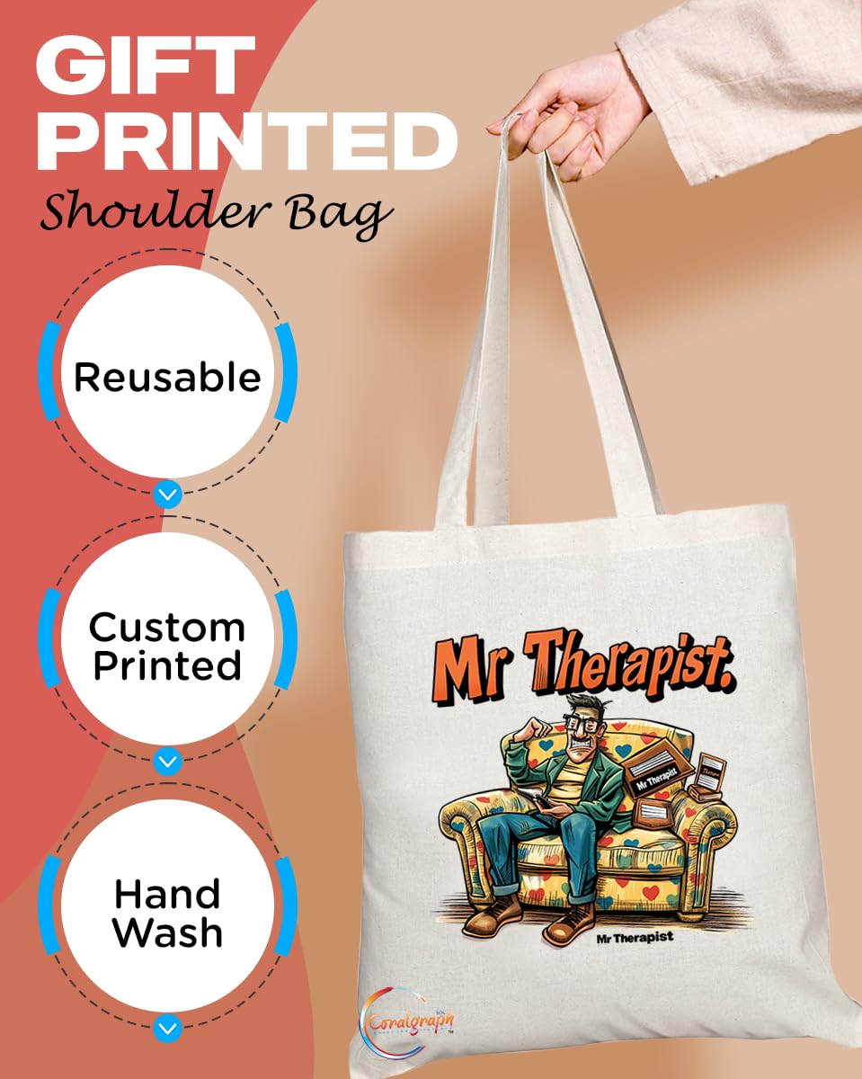 TB1887 Mr Therapist Tote Bag - Gift for Therapists, Counselors, Mental Health Professionals - Durable, Stylish, Eco-Friendly, Reusable, Spacious, and Lightweight