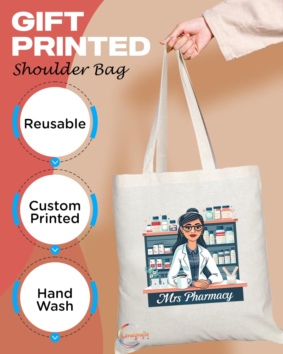 TB1762 Mrs Pharmacy Tote Bag - Great for Pharmacists, Pharmacy Technicians, Medical Professionals - Sustainable, Stylish, Long Handled, Durable and Reusable