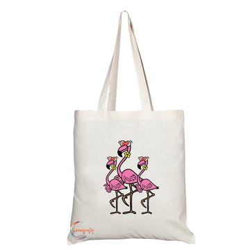 TB130 Love Flamingos Novelty Present Gift Printed Eco-Friendly Stylish Long Handled Tote Shoulder Bag