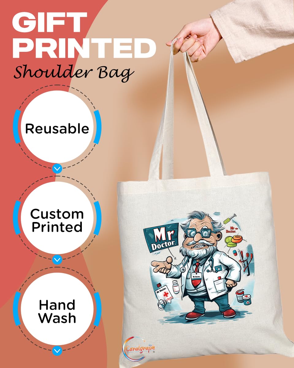 TB1859 Mr Doctor Tote Bag - Great Gift for Doctors, Medical Professionals, Healthcare Workers - Durable, Stylish, Eco-Friendly, Reusable, Spacious, and Lightweight