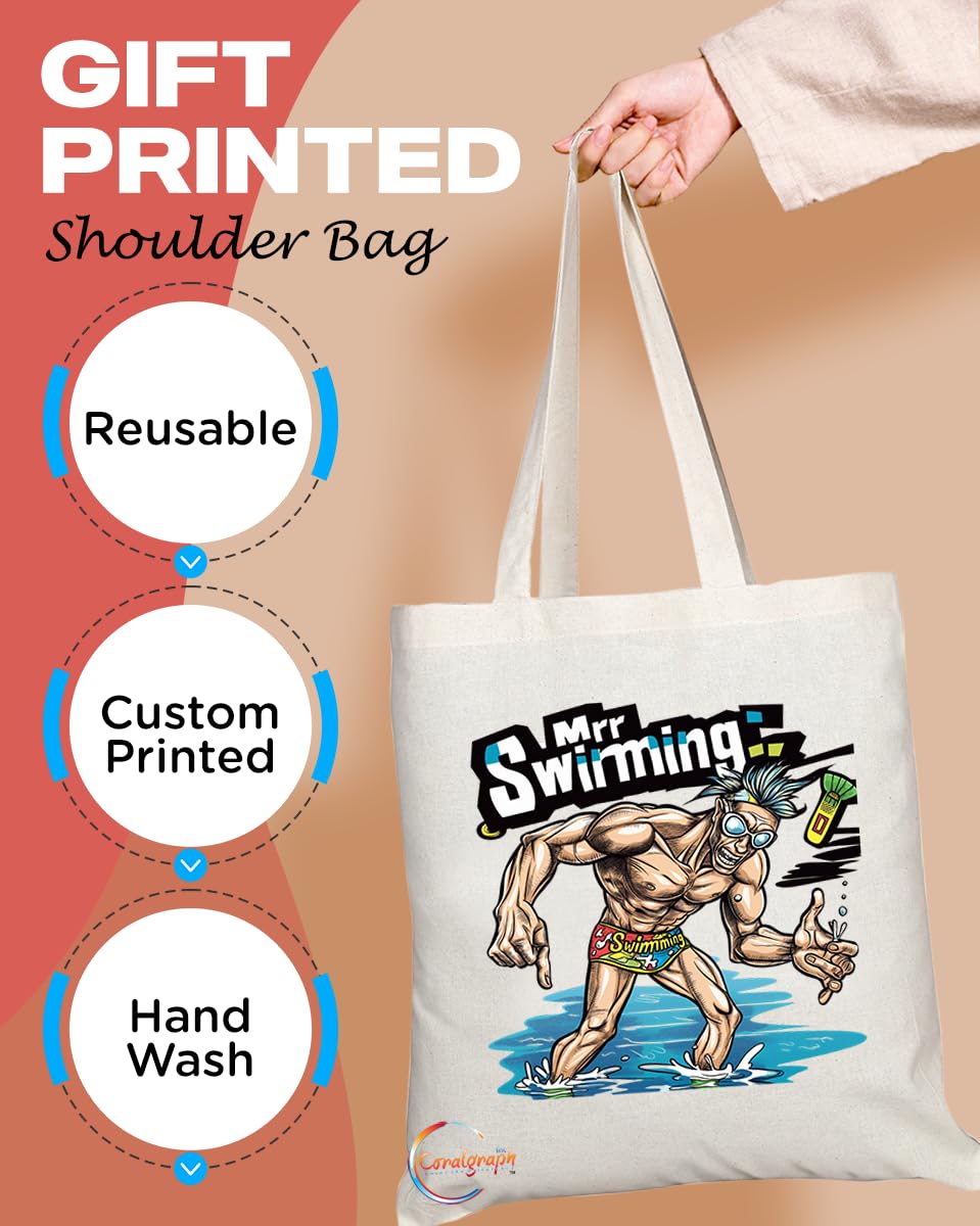 TB1809 Mr Swimming Tote Bag - Gift for Swimmers, Swimming Coaches, Water Sports Enthusiasts - Durable, Stylish, Eco-Friendly, Reusable, Spacious, and Lightweight