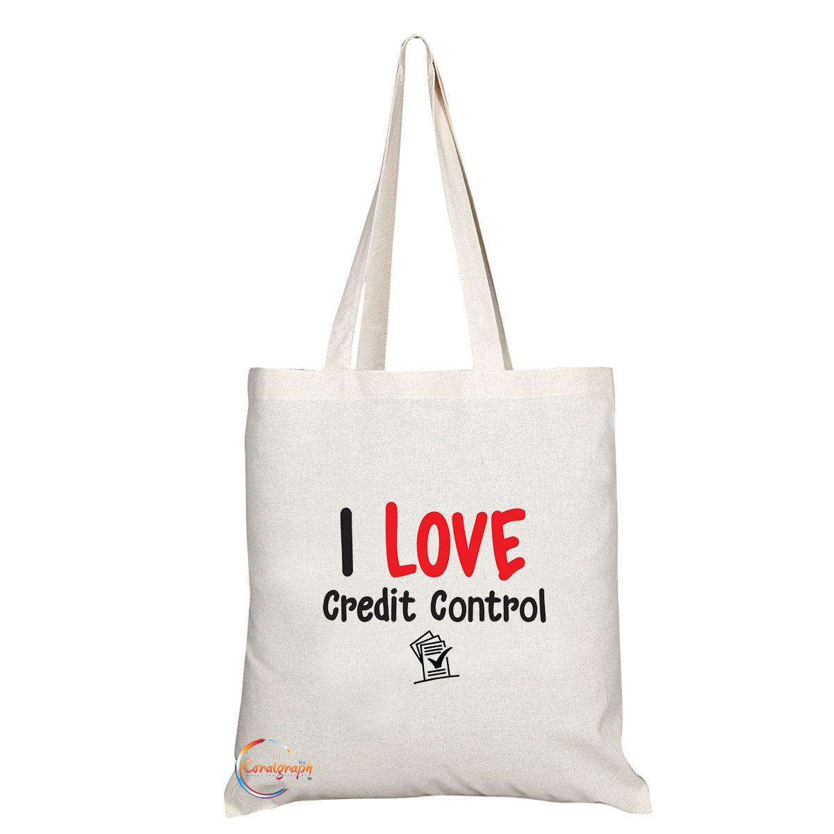 TB121 I LOVE Credit Control Novelty Present Gift Printed Eco-Friendly Stylish Long Handled Tote Shoulder Bag
