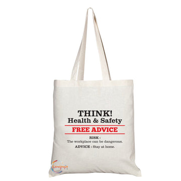 TB098 THINK! Health & Safety Funny FREE ADVICE Novelty Present Gift Printed Eco-Friendly Stylish Long Handled Tote Shoulder Bag