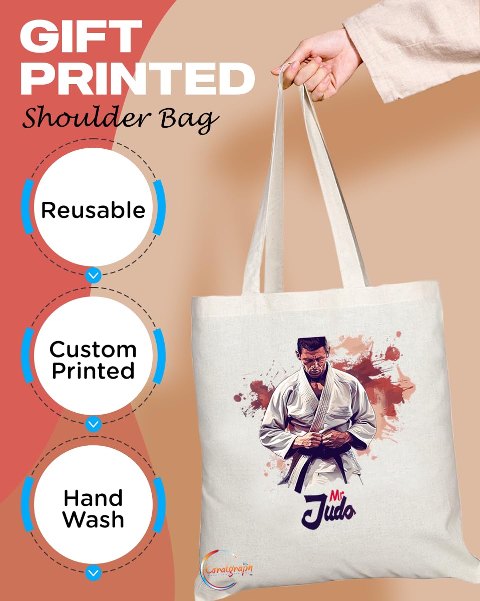 TB1752 Mr Judo Tote Bag - Great for Judo Practitioners, Martial Arts Enthusiasts, Sports Fans - Sustainable, Stylish, Long Handled, Durable and Reusable