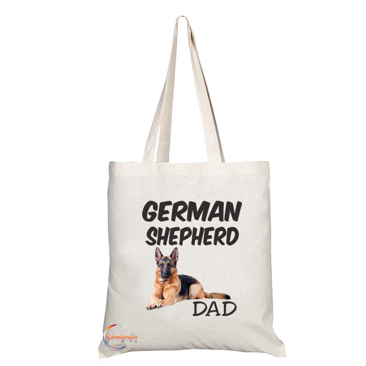 TB563 GERMAN SHEPHERD DAD Novelty Present Gift Printed Eco-Friendly Stylish Long Handled Tote Shoulder Bag