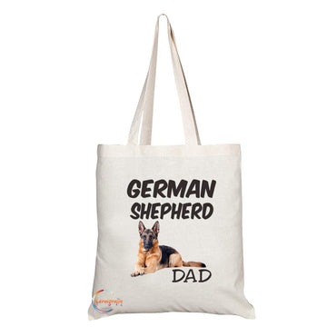 TB563 GERMAN SHEPHERD DAD Novelty Present Gift Printed Eco-Friendly Stylish Long Handled Tote Shoulder Bag