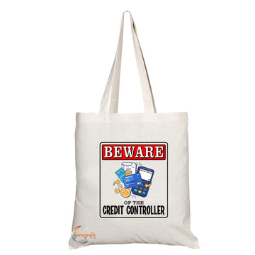 TB1000C Beware of the Credit Controller Novelty Present Gift Printed Eco-Friendly Stylish Long Handled Tote Shoulder Bag
