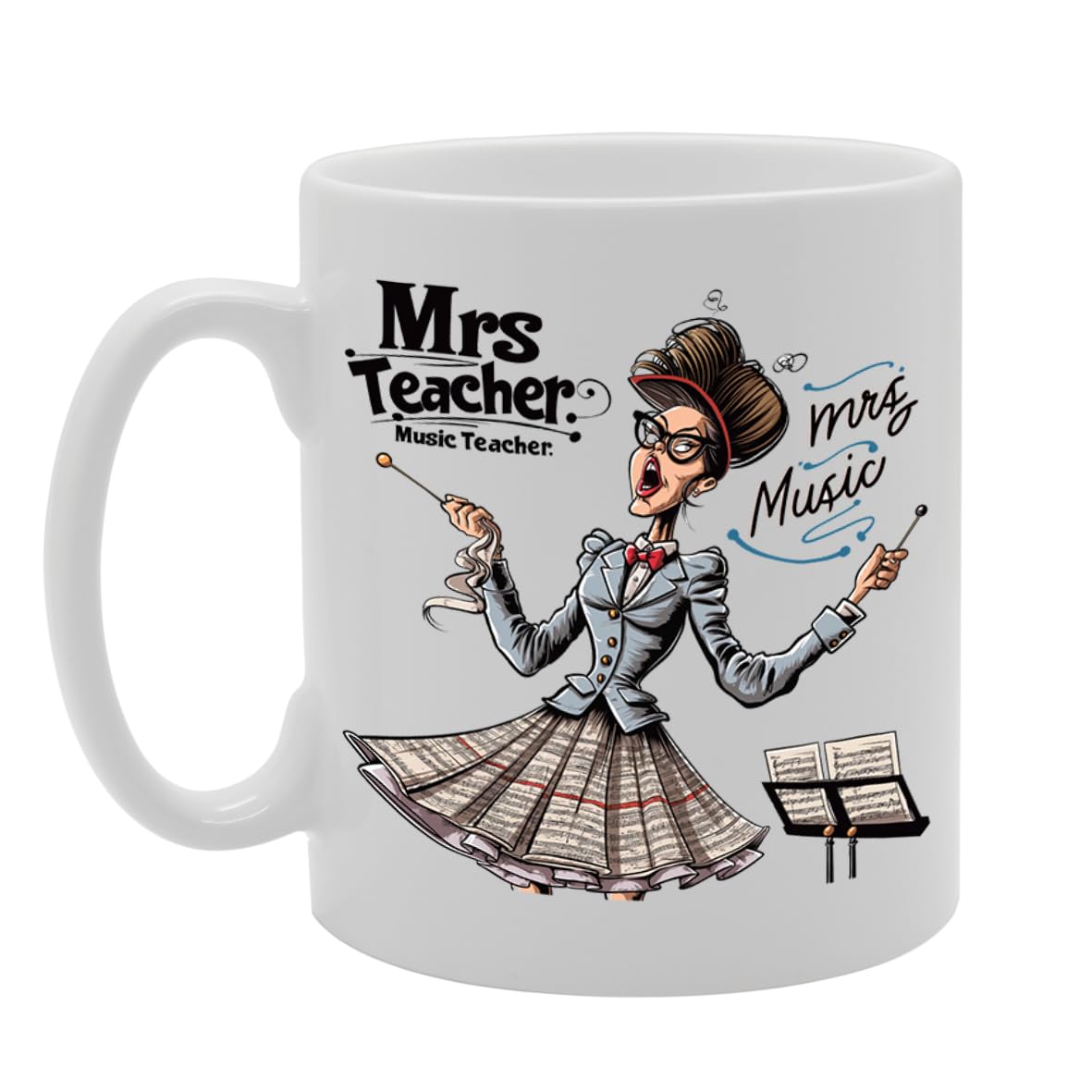 Mrs Music Teacher  - For Female Music Teachers, Educators, Band Directors, Durable Ceramic, Dishwasher Safe, Premium Print Mg6073 - Funny Printed Coffee Mug - Great Gift Idea