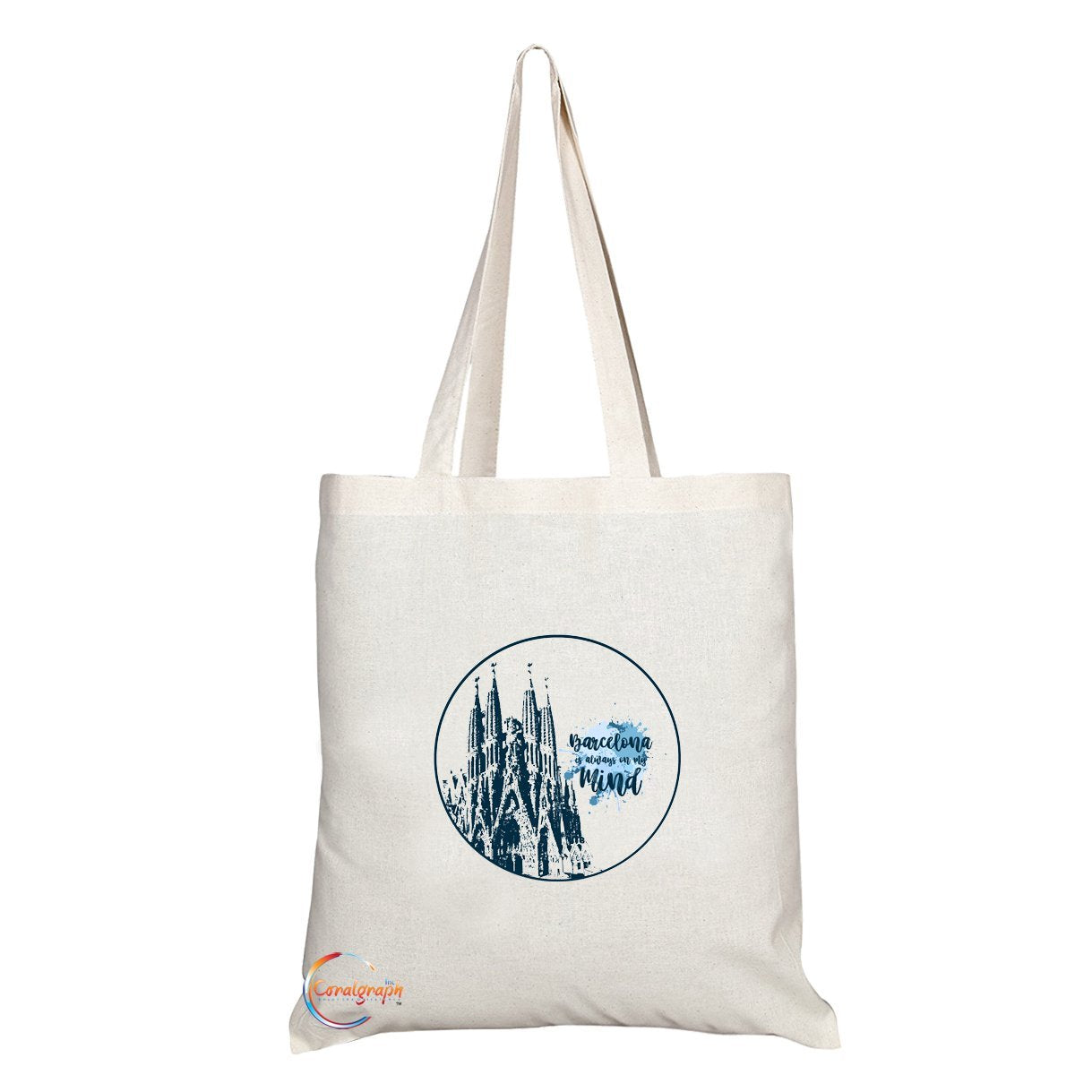 TB005 Barcelona Is Always on My Mind Novelty Present Gift Printed Eco-Friendly Stylish Long Handled Tote Shoulder Bag