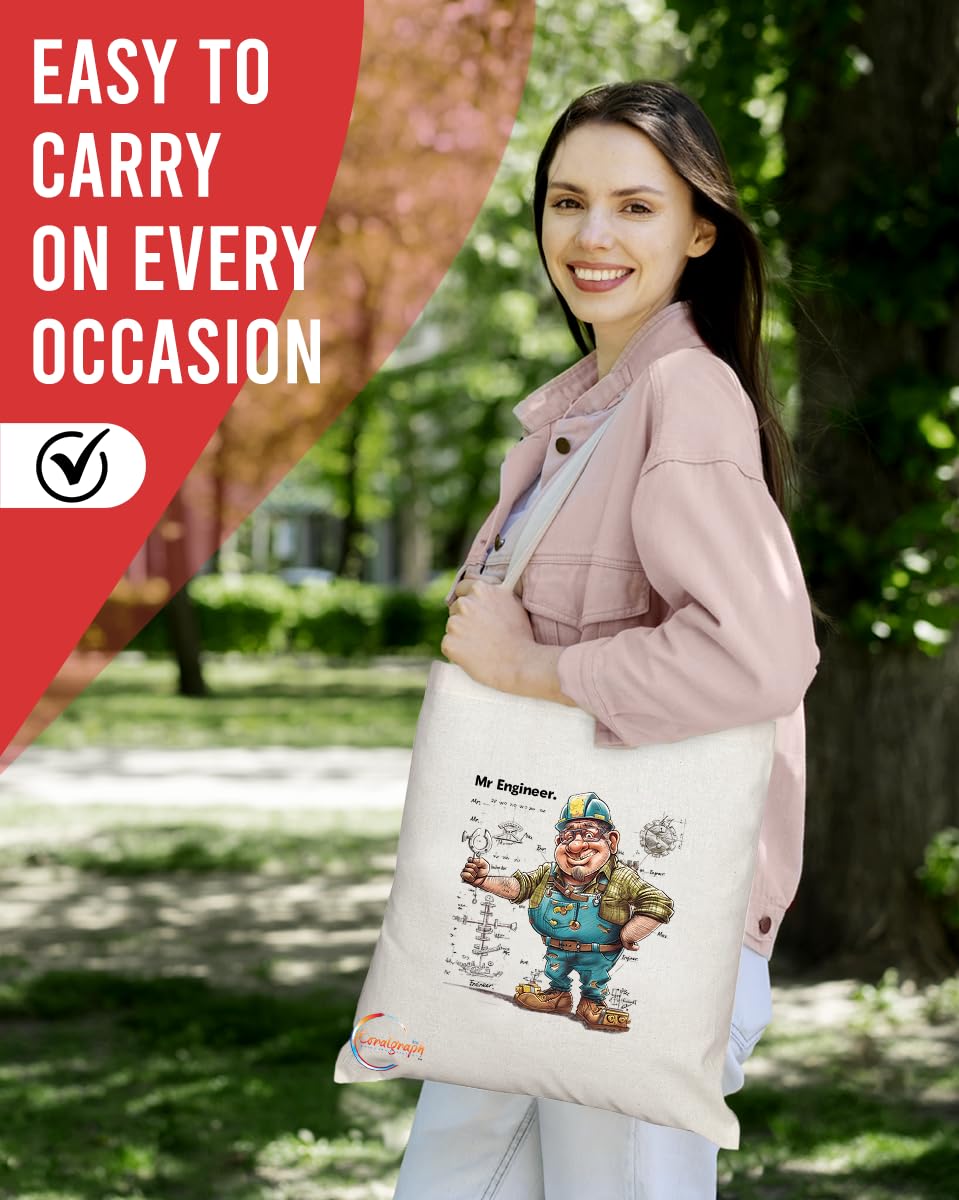 TB1841 Mr Engineer Tote Bag - Great Gift for Engineers, STEM Professionals, Tech Enthusiasts - Durable, Stylish, Eco-Friendly, Reusable, Spacious, and Lightweight