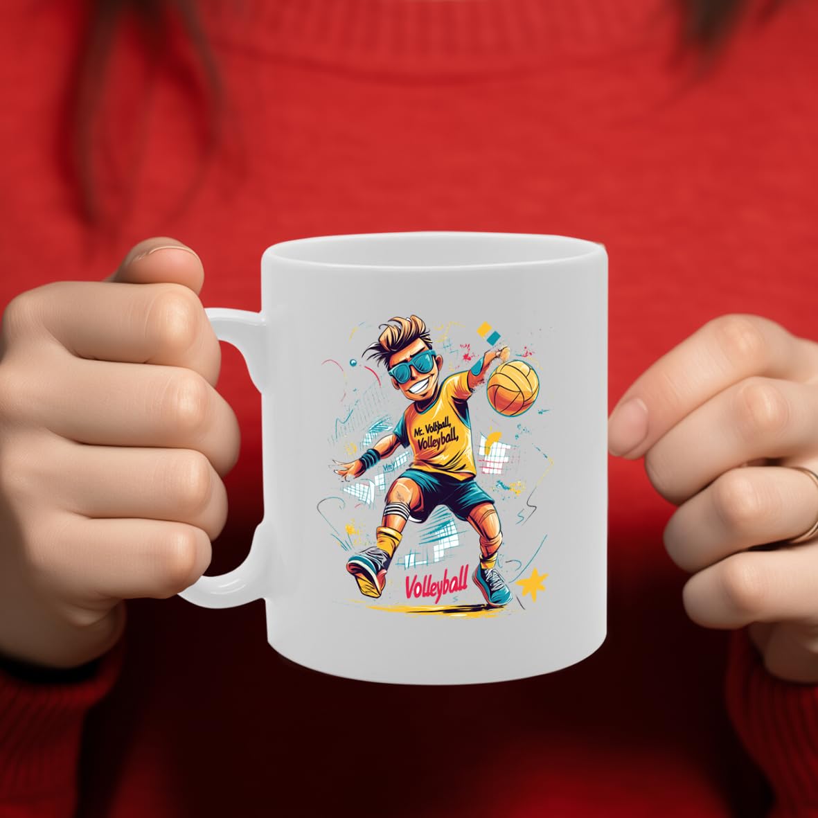 11Oz Ceramic  Featuring Popular Sports Designs From Around The World – Ideal For Sports Fans And Enthusiasts (Volleyball Mg6585 ) - Funny Printed Coffee Mug - Great Gift Idea