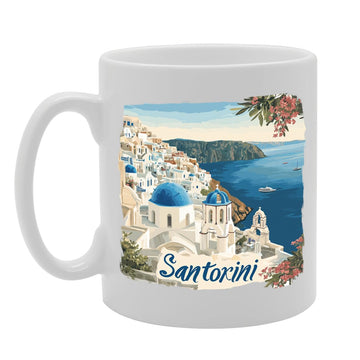 Santorini   Printed Tea Coffee Ceramic  Mg6529 - Funny Printed Coffee Mug - Great Gift Idea