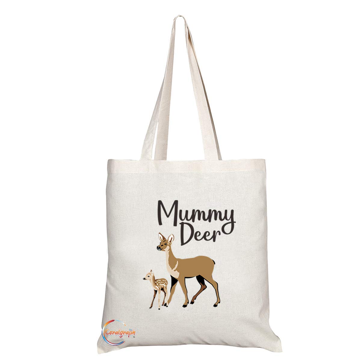 TB769 Mummy Deer Cute Animal Novelty Present Gift Printed Eco-Friendly Stylish Long Handled Tote Shoulder Bag