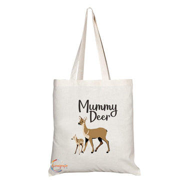 TB769 Mummy Deer Cute Animal Novelty Present Gift Printed Eco-Friendly Stylish Long Handled Tote Shoulder Bag