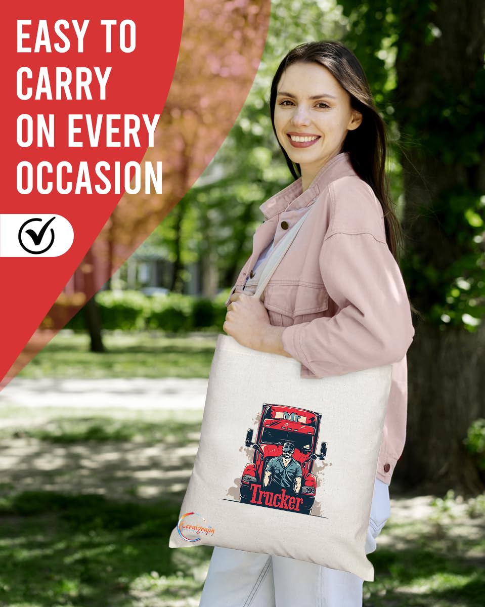 TB1716 Mr Trucker Tote Bag - Great for Truck Drivers, Haulers, Transportation Workers - Sustainable, Stylish, Long Handled, Durable and Reusable