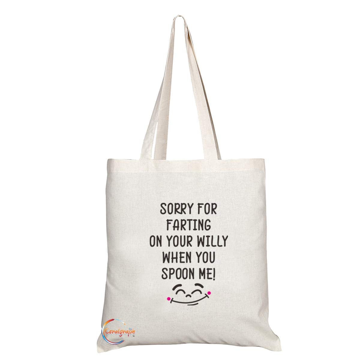 TB745 Sorry For Farting On Your Willy When You Spoon Me Novelty Present Gift Printed Eco-Friendly Stylish Long Handled Tote Shoulder Bag