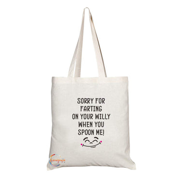 TB745 Sorry For Farting On Your Willy When You Spoon Me Novelty Present Gift Printed Eco-Friendly Stylish Long Handled Tote Shoulder Bag