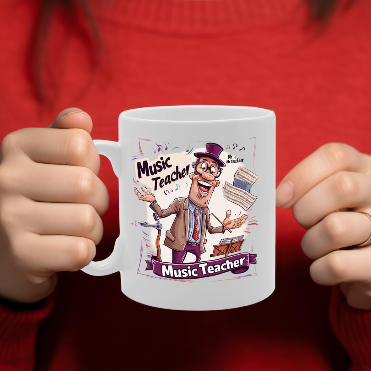 Mr Music Teacher  - For Music Teachers, Educators, Band Directors, Durable Ceramic, Dishwasher Safe, Premium Print Mg6072 - Funny Printed Coffee Mug - Great Gift Idea