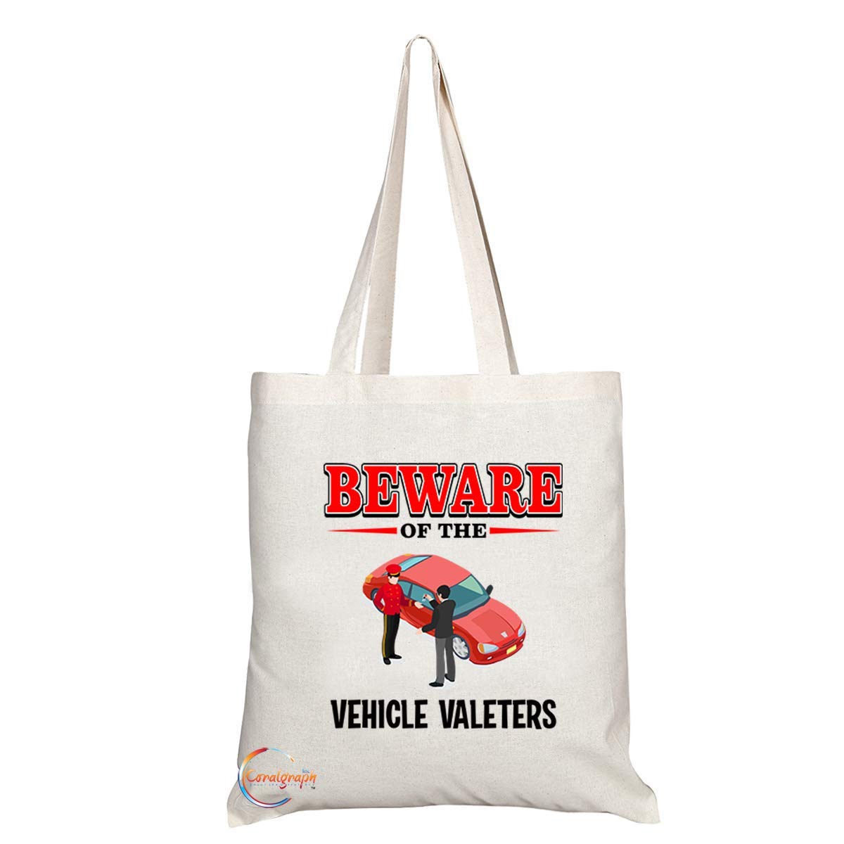 TB839 Beware of the Vehicle Valeters Novelty Present Gift Printed Eco-Friendly Stylish Long Handled Tote Shoulder Bag