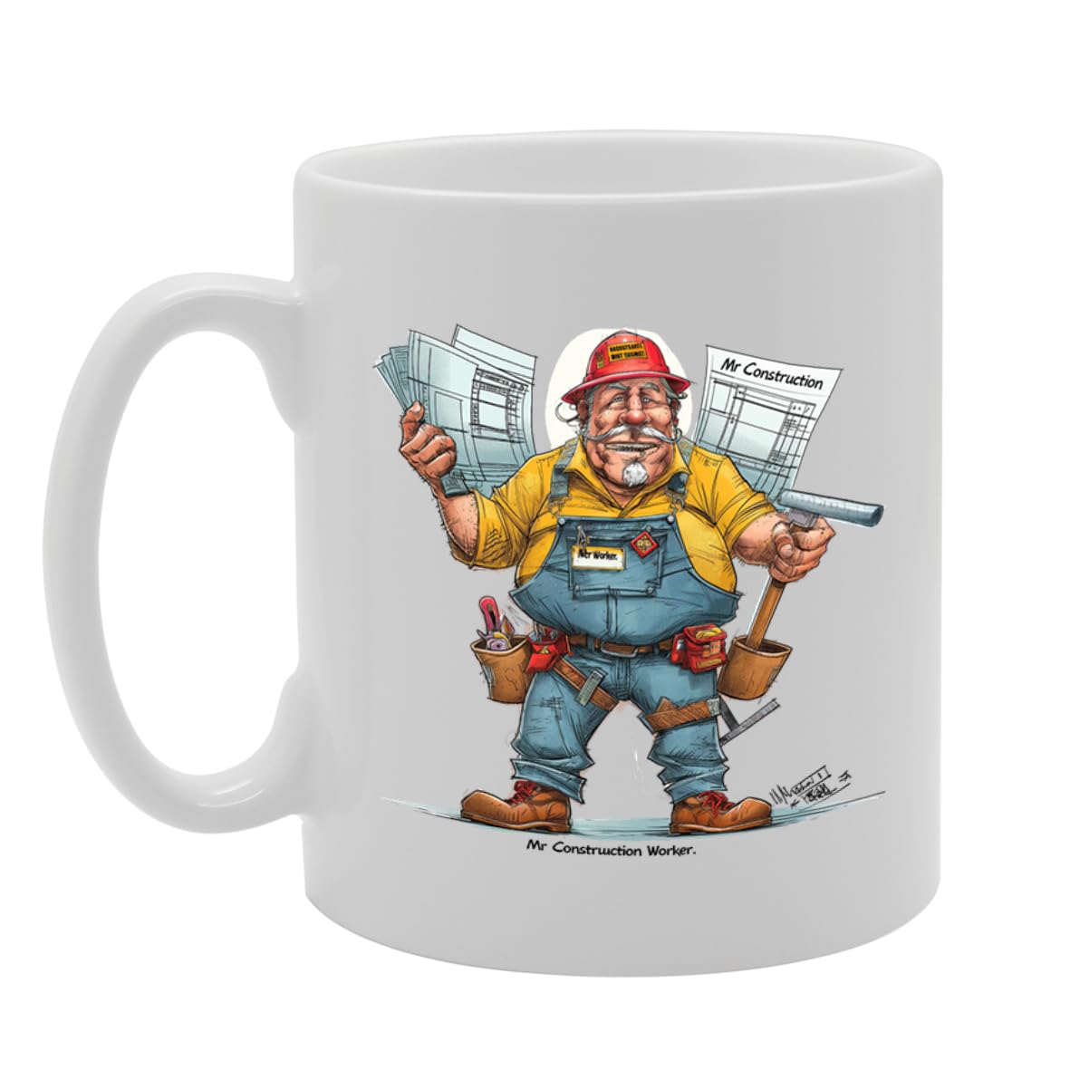 Mr Construction Souvenir  – Depicting A Dedicated Construction Worker In Action – Memory Keepsake For Building And Construction Enthusiasts – Mr Construction Memorabilia Mg6258 - Funny Printed Coffee Mug - Great Gift Idea
